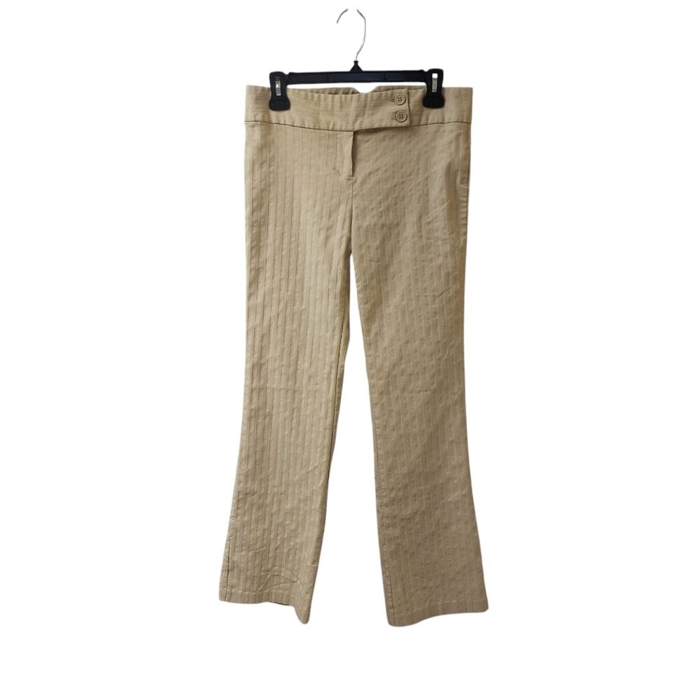 Ellemenno Tan Beige Stretchy Office Dress Pants Size 11 Low Mid Rise y2k Bootcut
